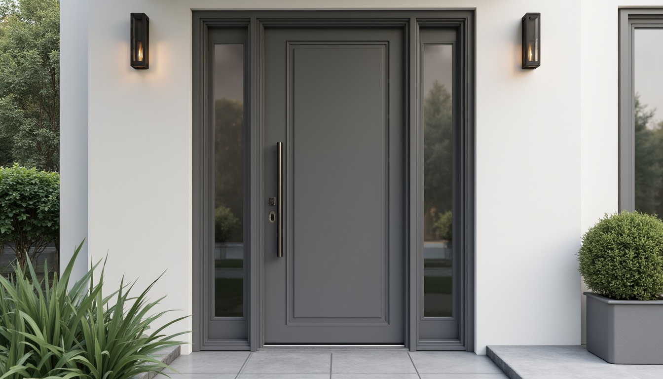 Un set de porti metalice elegante și robuste, instalate la intrarea unei proprietăți